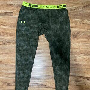 Under Armour Heatgear Compression Leggings Tights Neon Yellow Green - Size 2XL